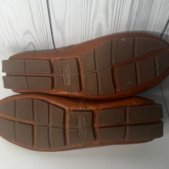 Clarks Collection Driving Loafers Brown Leather Comfort Shoes Men’s Size 10 - Picture 6 of 8
